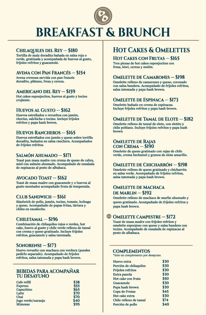 Menú Mariscos El Rey