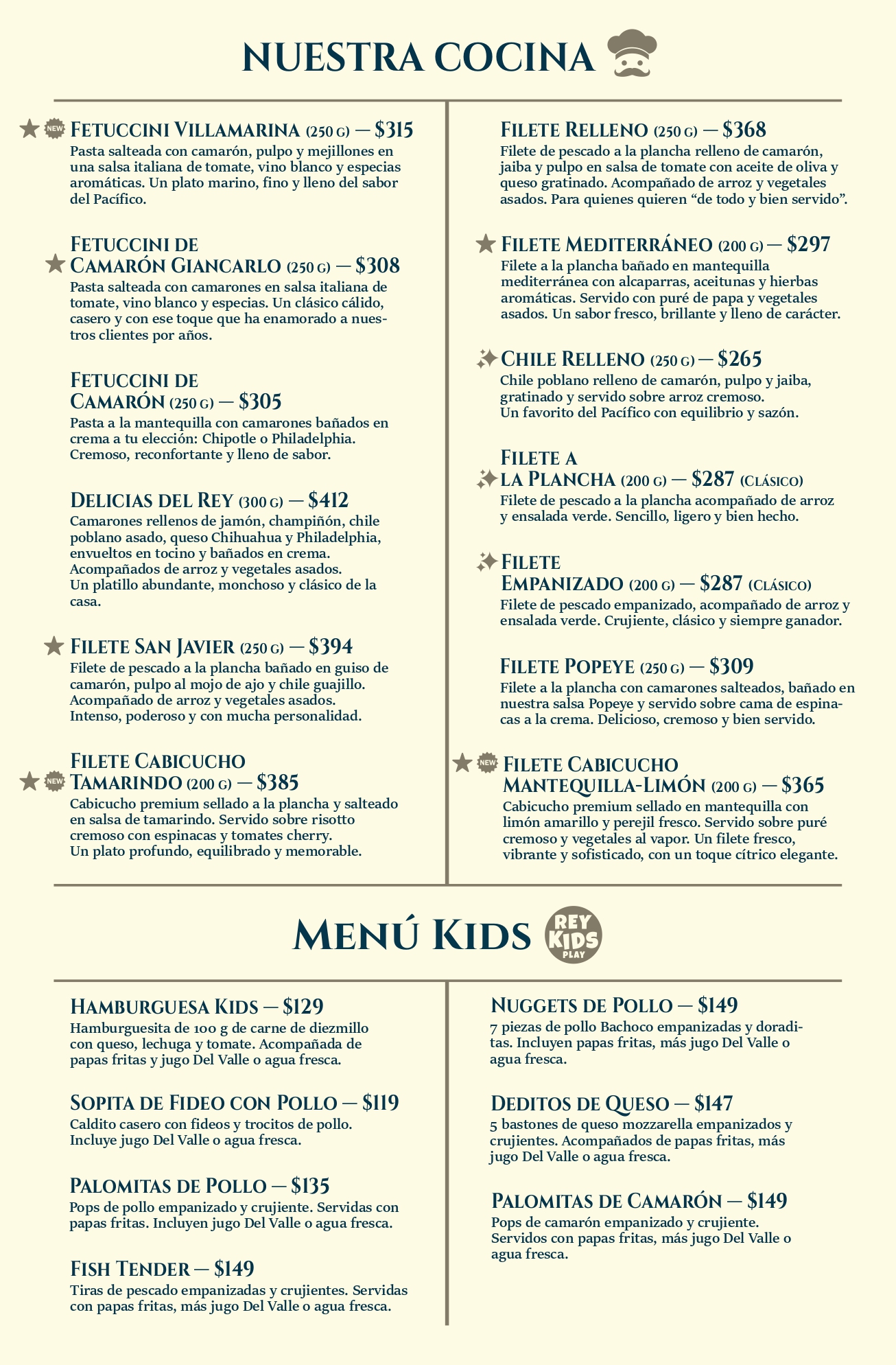 Menú Mariscos El Rey