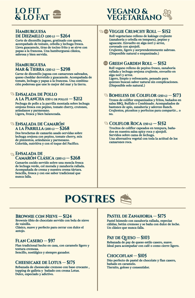 Menú Mariscos El Rey